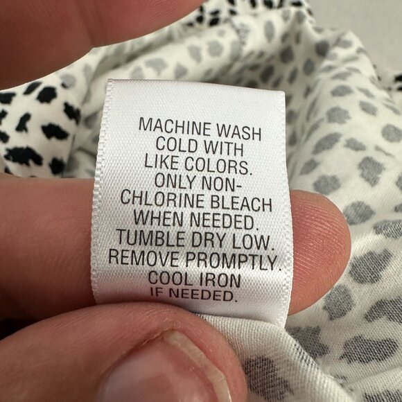 APT 9 Womens Long Sleeve Button Down Blouse OX Dalmatian Print Cotton Blend - Picture 5 of 5